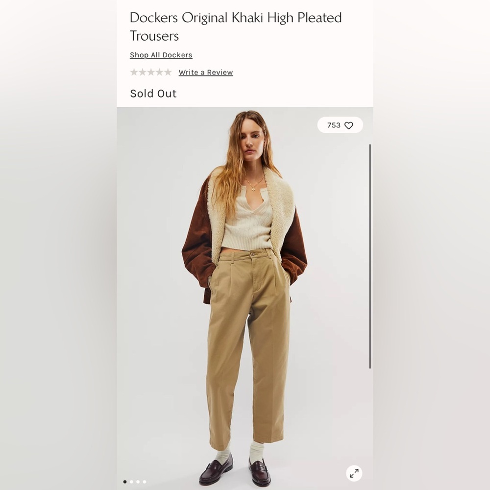 Dockers Original Khaki High Pleated Tapered Trousers